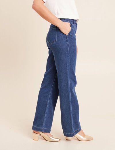 Jean large taille haute denim stone femme