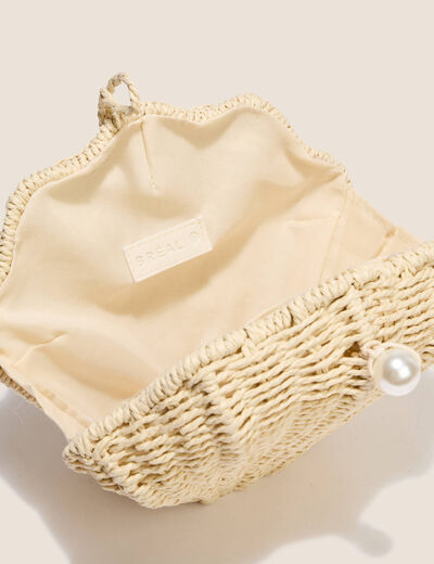 Sac bandouli&egrave;re doubl&eacute; ecru femme