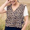Pull 2 en 1 manches courtes marron femme