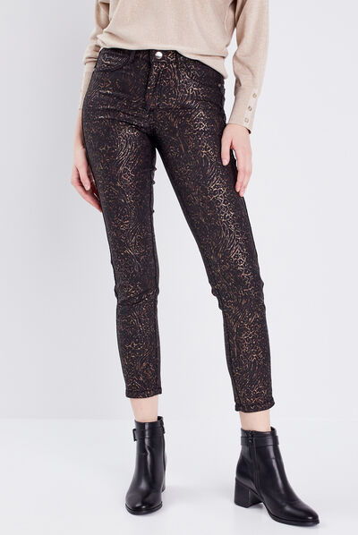 Pantalon ajusté réversible noir femme