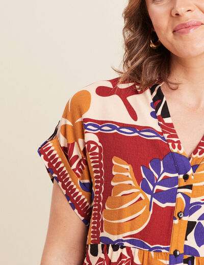 Chemise ample manches courtes multicolore femme