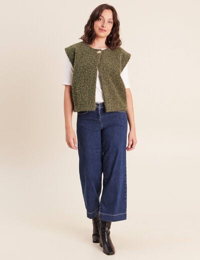 Gilet ample sans manches vert kaki femme