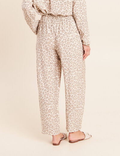 Pantalon coupe barrel taille haute blanc femme