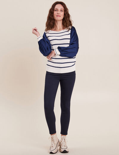 Pull manches longues blanc femme