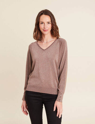 Pull manches longues couleur cuivre femme
