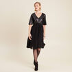 Robe évasée plissée noir femme