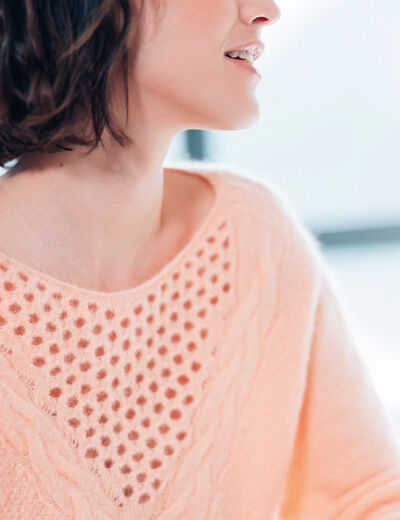 Pull manches longues rose clair femme