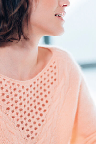 Pull manches longues rose clair femme