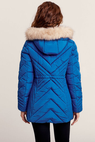 Doudoune déperlante à capuche amovible bleu electrique femme