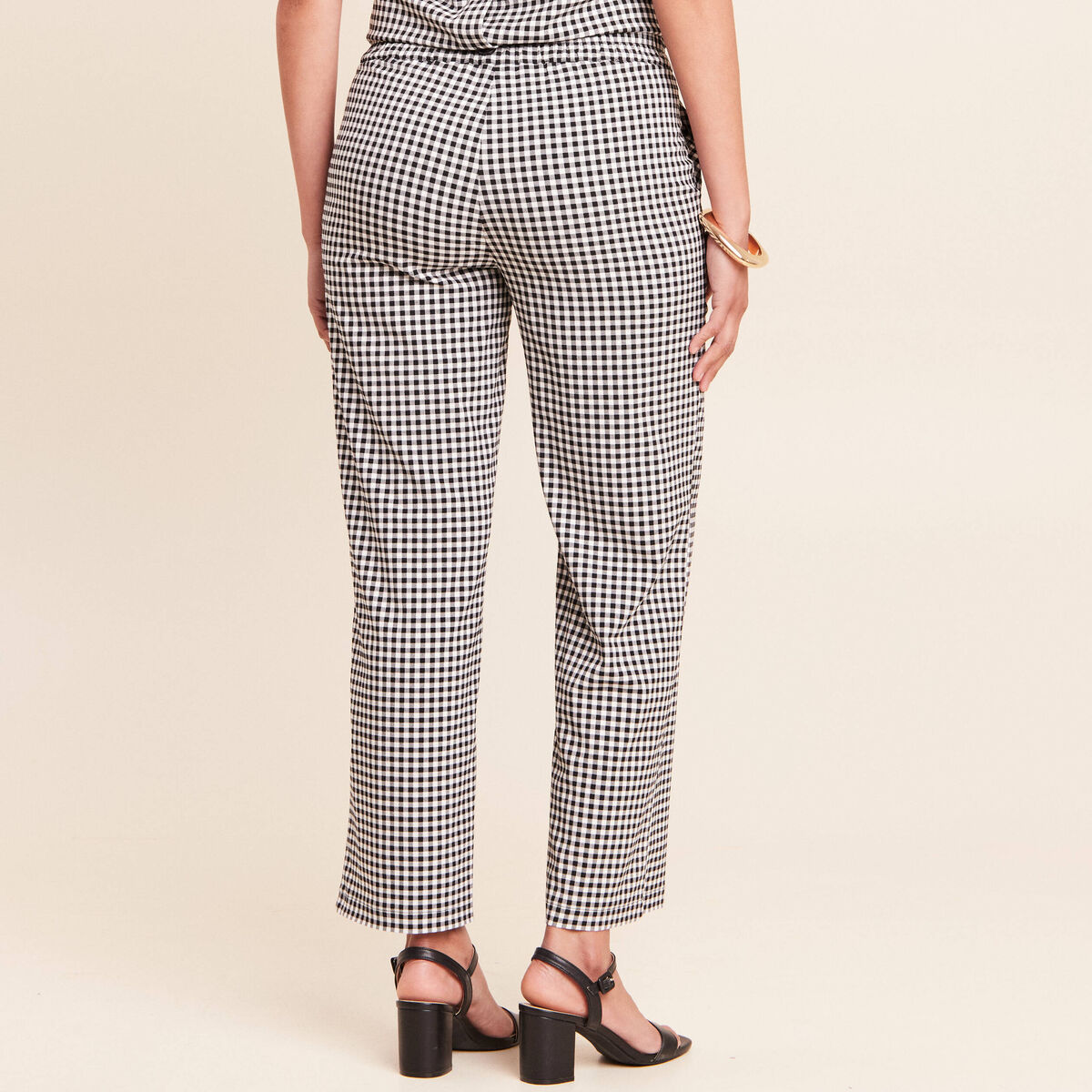 Pantalon large 7/8&egrave;me taille standard noir femme