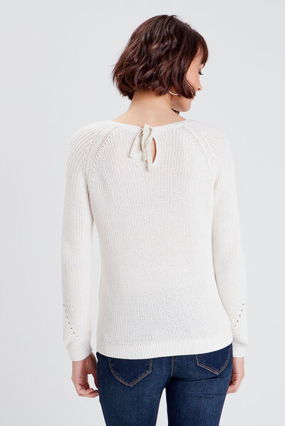 Pull manches longues ecru femme