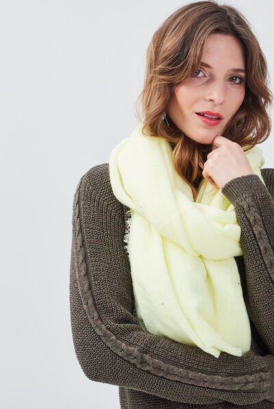 Foulard clous maille unie jaune clair femme