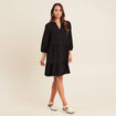 Robe courte évasée col chemise noir femme