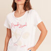 T-shirt col rond manches courtes ecru femme