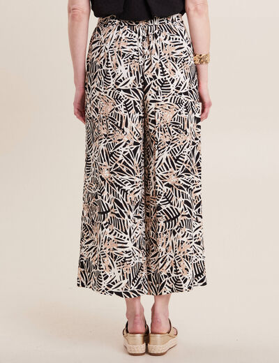 Pantalon flou large 7/8ème noir femme