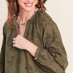 Blouse ample manches longues fluide vert kaki femme