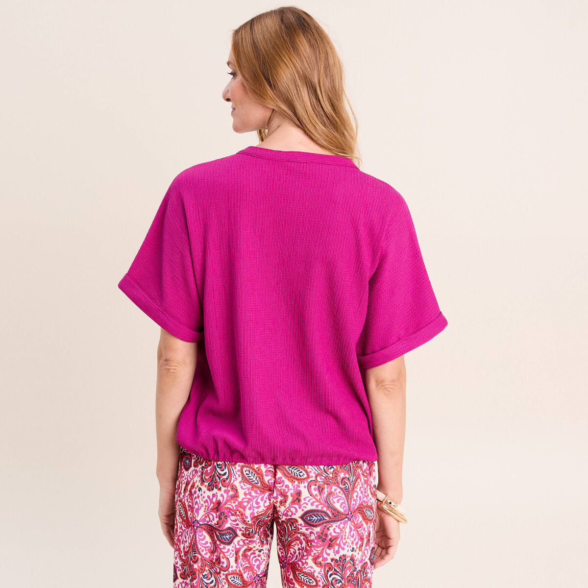 Chemisette effet boule manches courtes violet clair femme