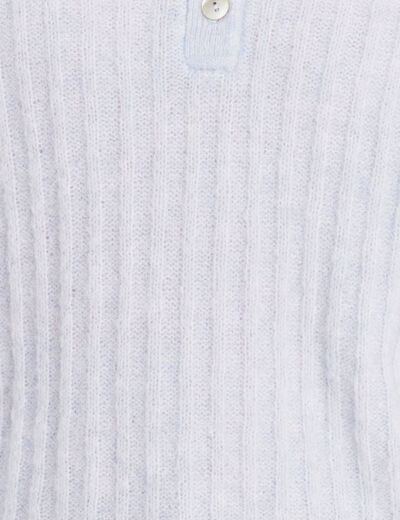 Pull col tunisien denim snow gris femme