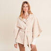 Cape boutonn&eacute;e et ceintur&eacute;e beige femme