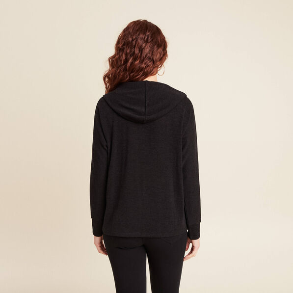 gilet manches longues capuche noir femme Gilet manches longues capuche noir femme