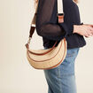 Sac demi-lune tress&eacute; ecru femme