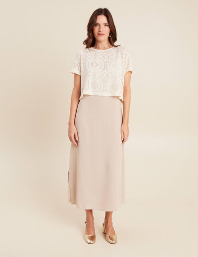 Robe 2 en 1 col rond gris clair femme