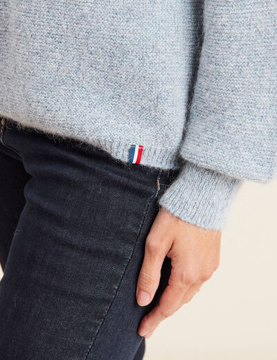 Pull confectionné en France bleu canard femme