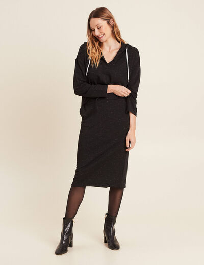 Jupe longue droite fluide noir femme