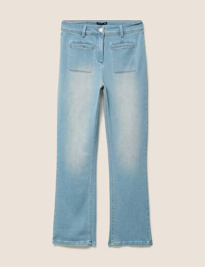 Jean droit taille haute 7/8&egrave;me denim double stone femme