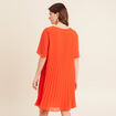 Robe droite plissée orange foncé femme