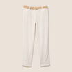 Pantalon large 7/8&egrave;me taille bascul&eacute;e beige femme