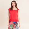 Pull sans manches col rond rouge femme