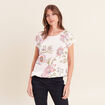 Blouse pliss&eacute;e col rond manches courtes ecru femme