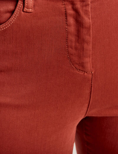 Jean magique ajusté taille standard marron cognac femme