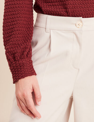 Pantalon taille haute en velours sable femme