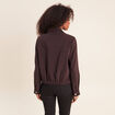 Veste ample courte col montant marron fonc&eacute; femme