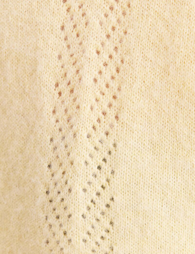 Pull confectionn&eacute; en France jaune pastel femme