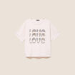 T-shirt col rond manches courtes rose clair femme