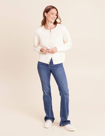 Gilet manches longues ecru femme