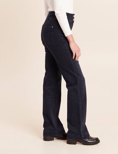 Jean coupe bootcut taille haute denim blue black femme