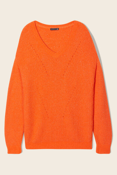 Pull manches longues orange femme