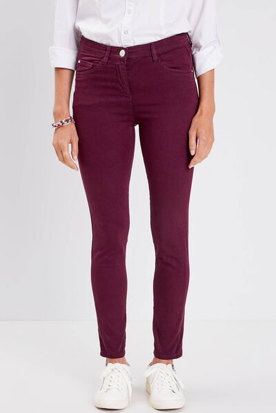 Pantalon léger taille standard 7/8ème prune femme