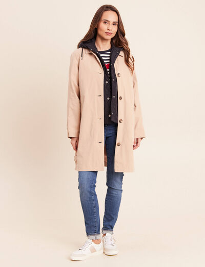Trench doubl&eacute; satin&eacute; beige femme