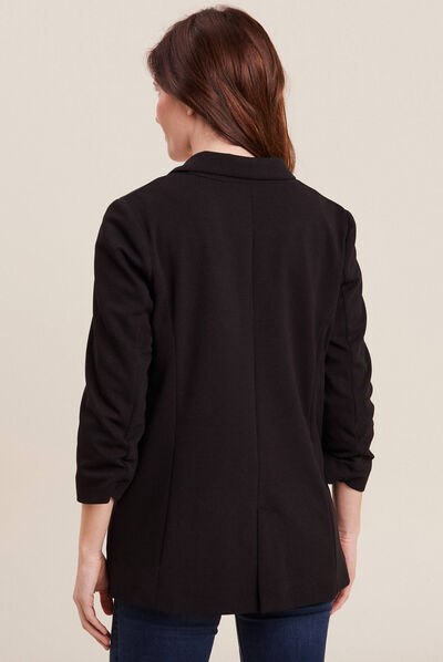 Veste tailleur manches 3/4 noir femme