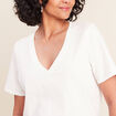 T-shirt col v manches courtes ecru femme