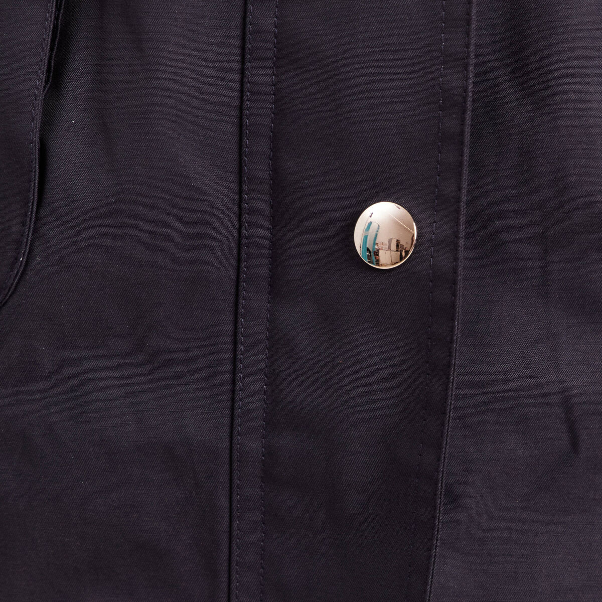 Parka &agrave; capuche doubl&eacute;e bleu fonc&eacute; femme