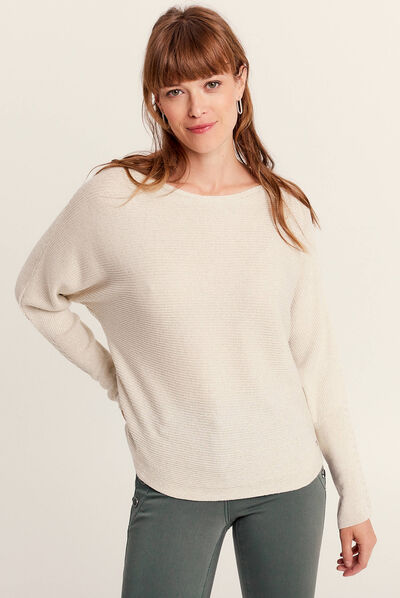 Pull manches longues couleur or femme