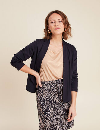 Veste droite réversible bleu foncé femme
