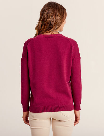 Pull manches longues rose fushia femme