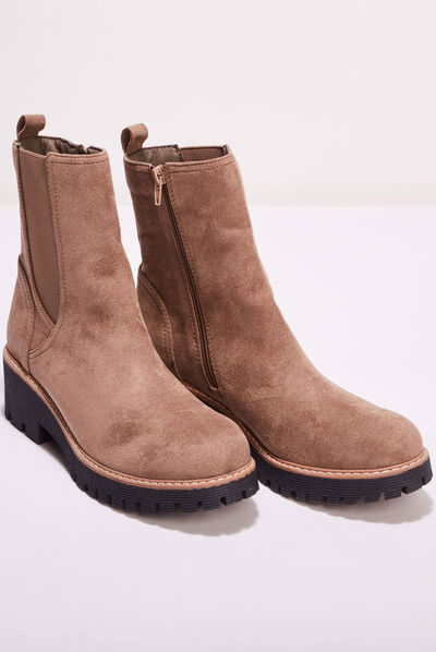 Bottines chelsea crantées marron femme